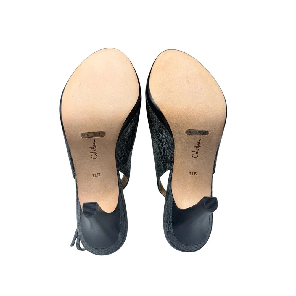 Cole Haan Carma OT Air Sling Black Snakeskin Print Heels Size 11 B D32155